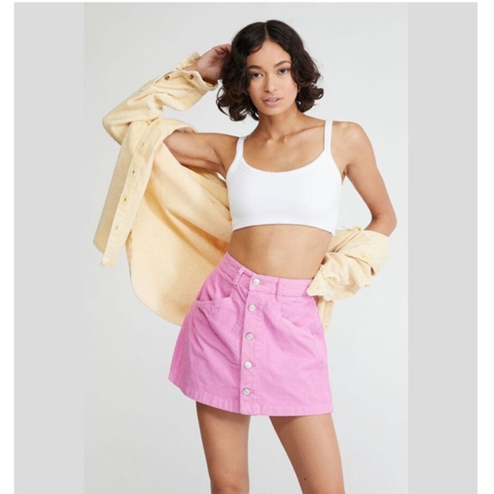 Free People Ray Pink Cord Mini Skirt